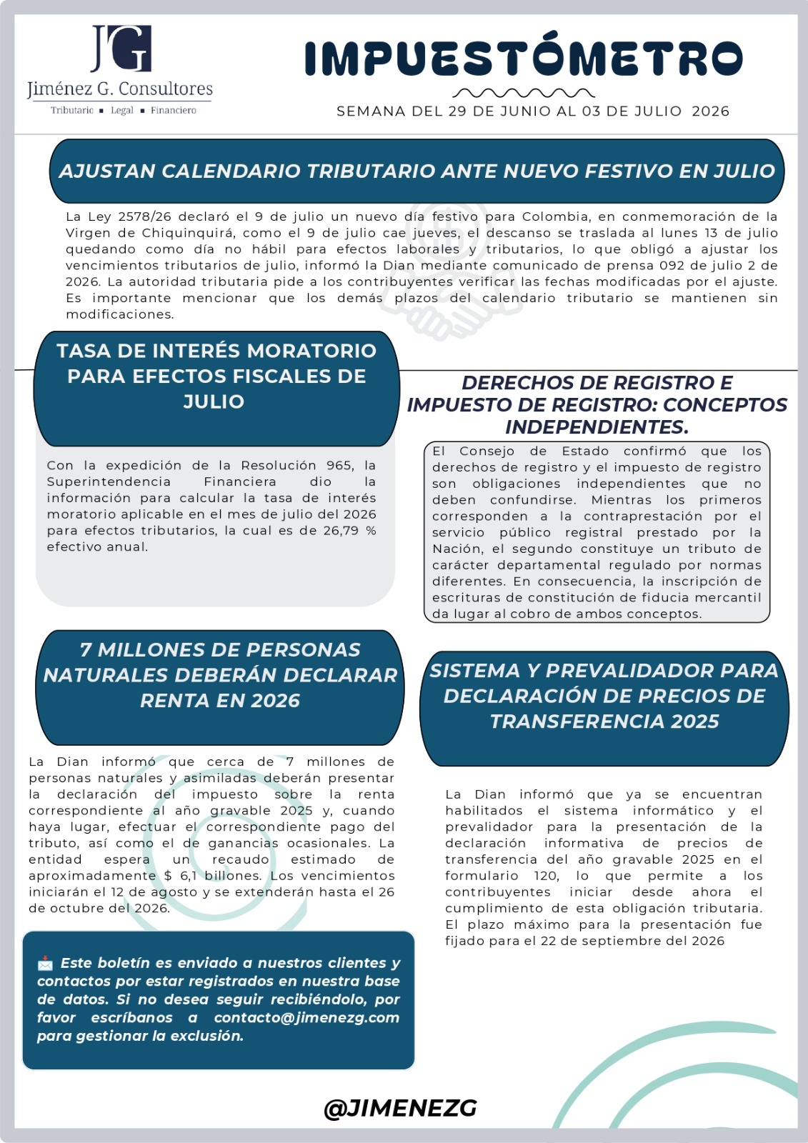 Boletín Oficial Impuestómetro del 29 de junio al 03 de julio 2026