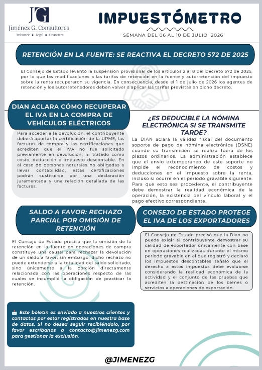 Boletín Oficial Impuestómetro del 06 al 10 de julio 2026