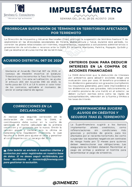Boletín Oficial Impuestómetro del 24 al 28 de agosto 2026